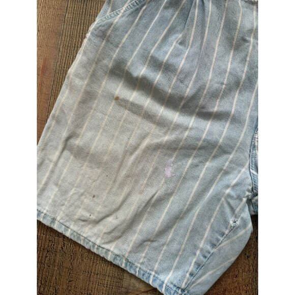 Vintage Wrangler Striped Light Blue Denim Shorts With Pleated Front & Button Clo - Picture 2 of 13